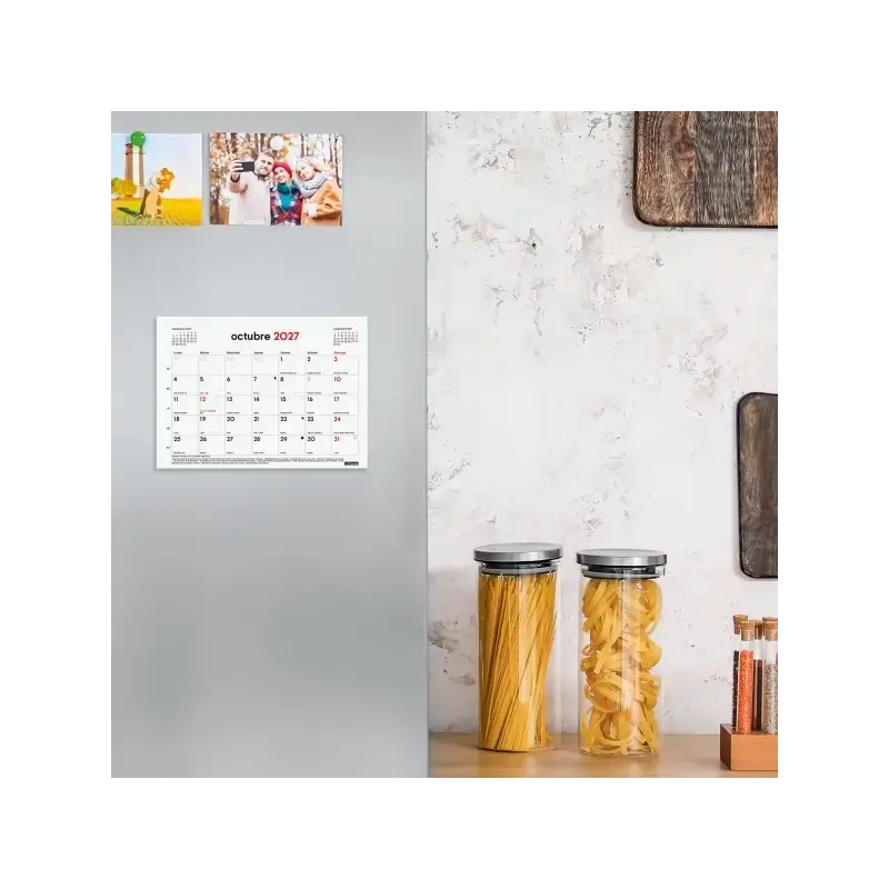 Finocam Neutro Bloc Calendario con Iman - 16 Meses - Mes Vista - Formato S - 210x150mm - Listado de Festivos - Papel de 120g/m2