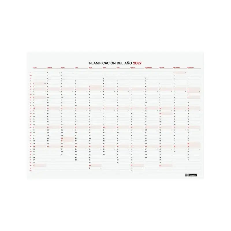 Finocam Neutro Bloc Calendario con Iman - 16 Meses - Mes Vista - Formato S - 210x150mm - Listado de Festivos - Papel de 120g/m2
