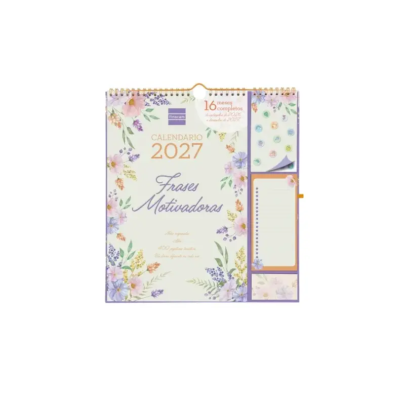 Finocam Sep Calendario de Pared - 16 Meses - Mes Vista - Formato Plus - 215x325mm - Espiral Doble Metalica - Papel de 140g/m2 -