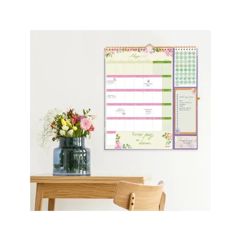 Finocam Sep Calendario de Pared - 16 Meses - Mes Vista - Formato Plus - 215x325mm - Espiral Doble Metalica - Papel de 140g/m2 -