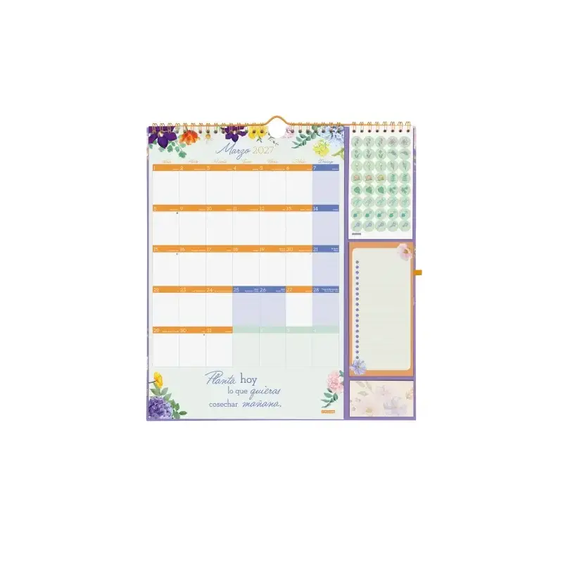 Finocam Sep Calendario de Pared - 16 Meses - Mes Vista - Formato Plus - 215x325mm - Espiral Doble Metalica - Papel de 140g/m2 -