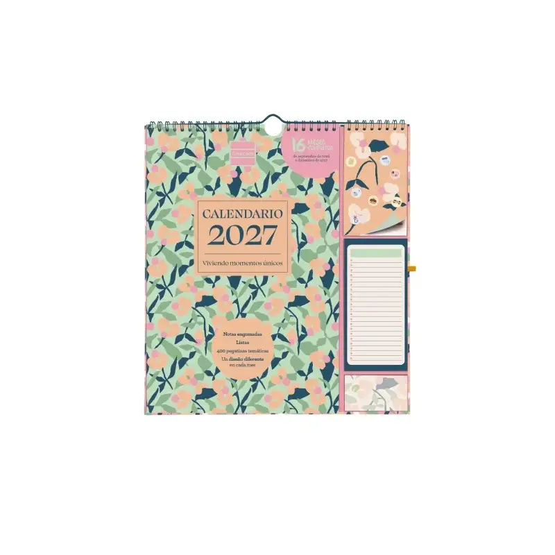 Finocam Sep Calendario de Pared - 16 Meses - Mes Vista - Formato Plus - 215x325mm - Espiral Doble Metalica - Papel de 140g/m2 -