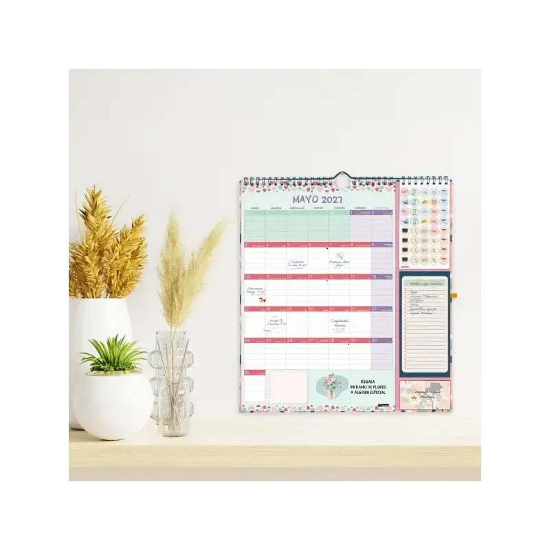 Finocam Sep Calendario de Pared - 16 Meses - Mes Vista - Formato Plus - 215x325mm - Espiral Doble Metalica - Papel de 140g/m2 -