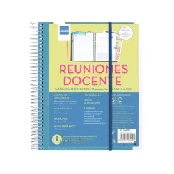 Finocam Organizacion Planificador de Reuniones sin Fechar para Docentes - Formato 4º - 155x212mm - Tapas de Polipropileno - Pape
