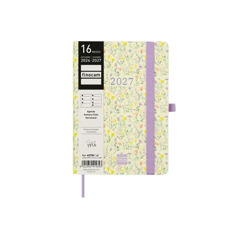 Finocam Capri Agenda de Tapa Blanda - 16 Meses - Semana Vista Horizontal - Formato F4 - 118x168mm - Papel de 80g/m2 - Bolsillo I