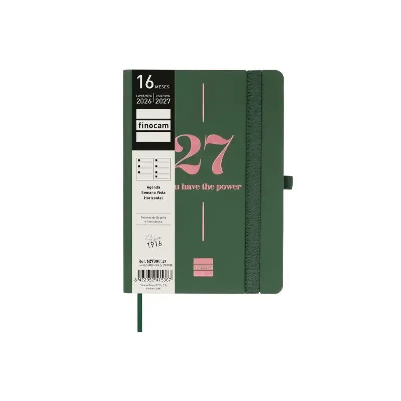 Finocam Capri Agenda de Tapa Blanda - 16 Meses - Semana Vista Horizontal - Formato F4 - 118x168mm - Papel de 80g/m2 - Bolsillo I