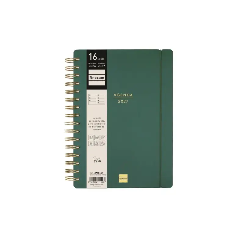 Finocam Haiku Agenda de Espiral - 16 Meses - Semana Vista Horizontal - Formato E10 - 155x212mm - Tapa Dura - Papel de 95g/m2 - C