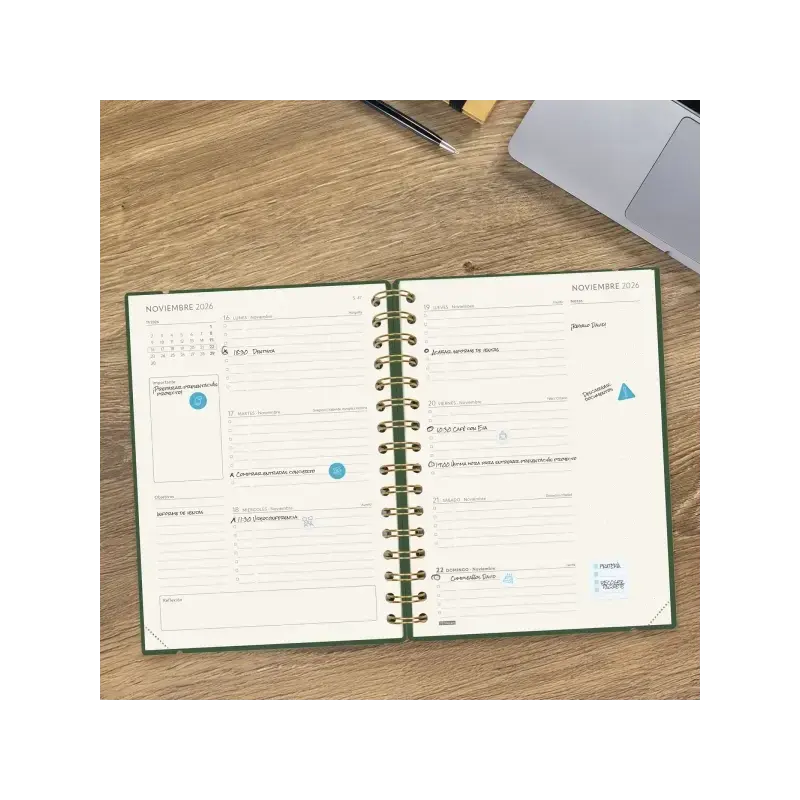 Finocam Haiku Agenda de Espiral - 16 Meses - Semana Vista Horizontal - Formato E10 - 155x212mm - Tapa Dura - Papel de 95g/m2 - C