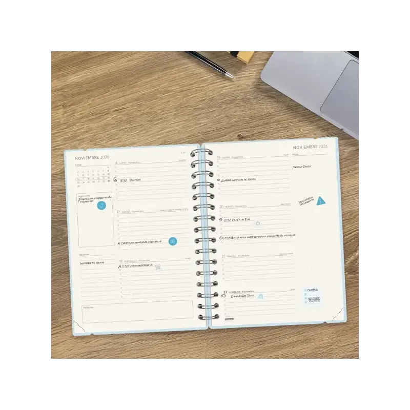 Finocam Haiku Agenda de Espiral - 16 Meses - Semana Vista Horizontal - Formato E10 - 155x212mm - Tapa Dura - Papel de 95g/m2 - C