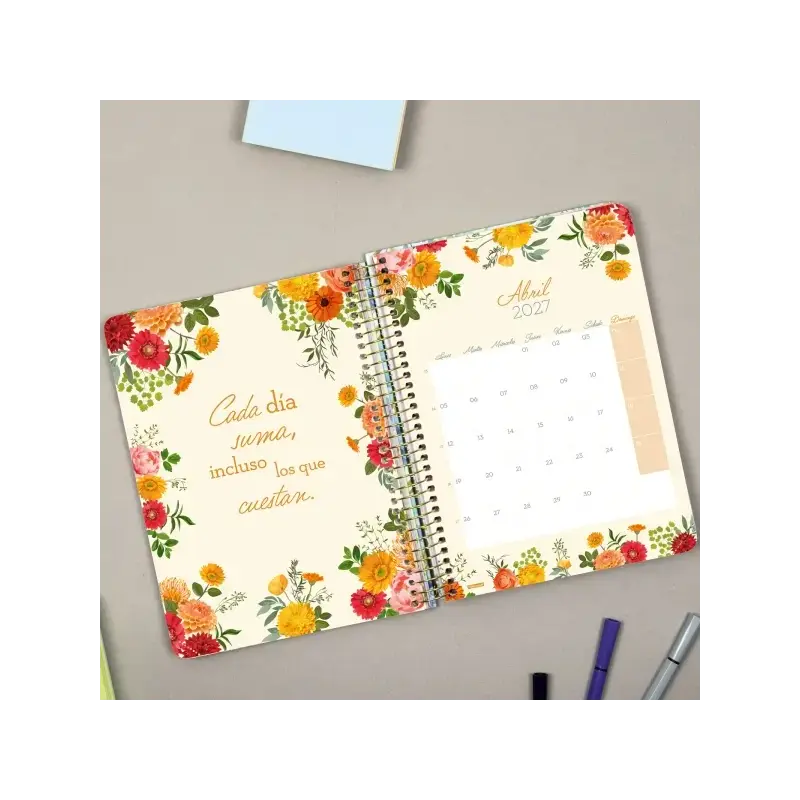 Finocam Cloe Agenda de Espiral - 16 Meses - Semana Vista Horizontal - Formato E10 - 155x212mm - Tapa Dura - Papel de 100g/m2 - C