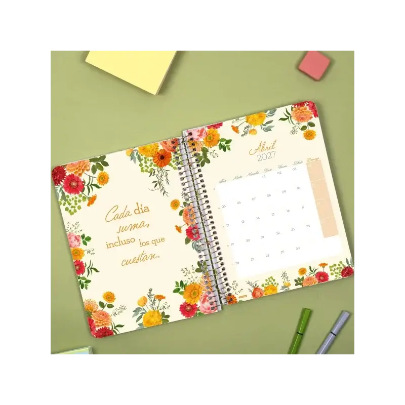 Finocam Cloe Agenda de Espiral - 16 Meses - Semana Vista Horizontal - Formato E10 - 155x212mm - Tapa Dura - Papel de 100g/m2 - C