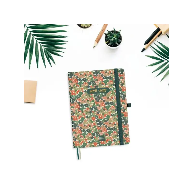 Finocam Minimal Agenda de Tapa Dura Internacional - 18 Meses - Semana Vista Horizontal - Formato M5 - 140x190mm - Papel Crema de