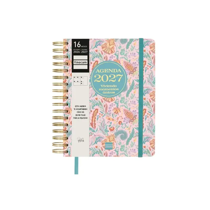 Finocam Vitae Agenda de Espiral - 16 Meses - Semana Vista Horizontal - Formato 4º - 155x217mm - Tapa Dura - Papel de 80g/m2 - Ci