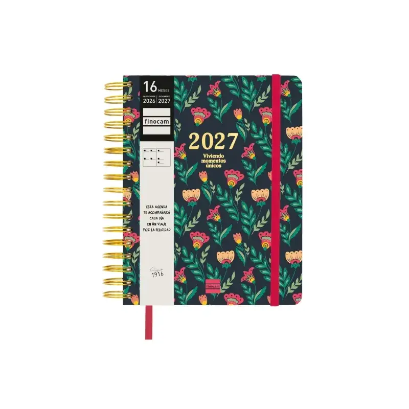 Finocam Vitae Agenda de Espiral - 16 Meses - Semana Vista Horizontal - Formato 4º - 155x217mm - Tapa Dura - Papel de 80g/m2 - Ci