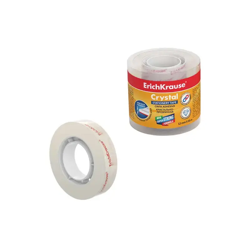 Erichkrause Cinta Adhesiva Crystal - 12mmx33m - Transparente | Ahorro Imprimiendo