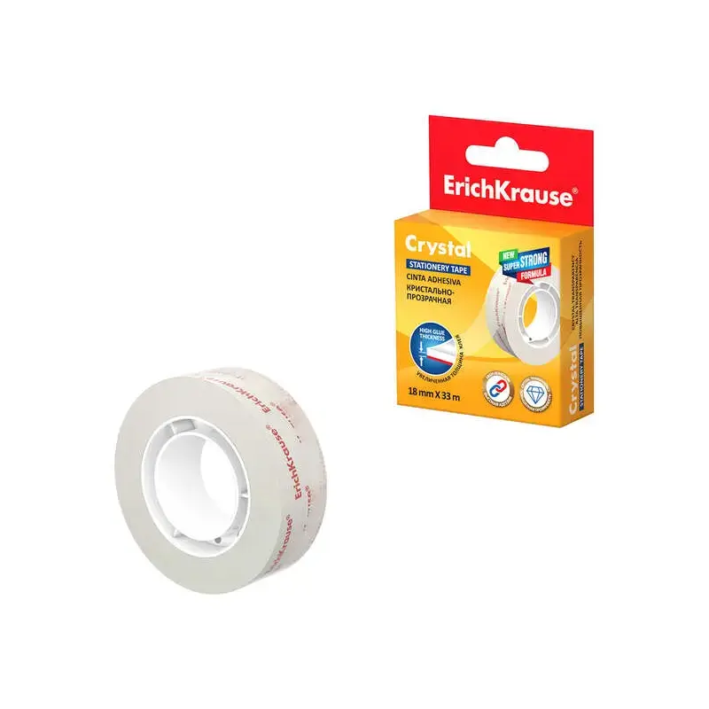 Erichkrause Cinta Adhesiva Crystal - 18mmx33m - Transparente | Ahorro Imprimiendo