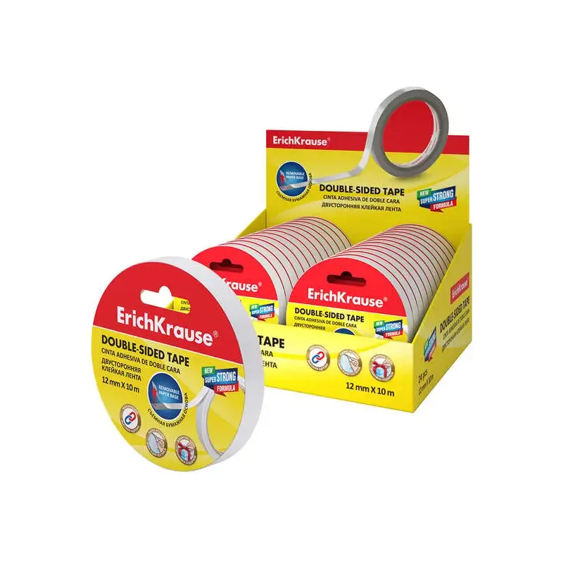 Erichkrause Cinta Adhesiva de Doble Cara - 12mmx10m - Expositor 24 uds. - Transparente | Ahorro Imprimiendo