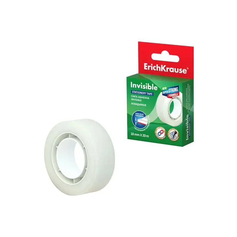 Erichkrause Cinta Adhesiva Invisible - 18mmx20m - Color Transparente | Ahorro Imprimiendo