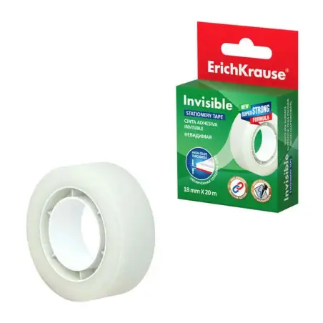 Erichkrause Cinta Adhesiva Invisible - 18mmx20m - Color Transparente | Ahorro Imprimiendo