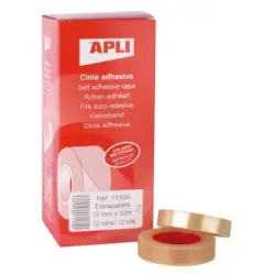 Apli Cinta Adhesiva Transparente 12mm x 33m - Resistente al Agua y a la Intemperie - Facil de Cortar y Aplicar - Ideal para Manu