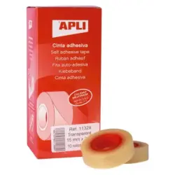 Apli Cinta Adhesiva Transparente 15mm x 33m - Resistente al Agua y a la Intemperie - Facil de Cortar con las Manos - Ideal para