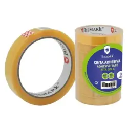 Bismark Cinta Adhesiva Transparente 19mm x 66m - Fabricada en Polipropileno - Transparente | Ahorro Imprimiendo