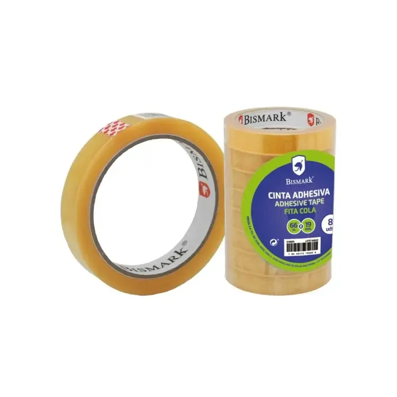 Bismark Cinta Adhesiva Transparente 19mm x 66m - Fabricada en Polipropileno - Transparente | Ahorro Imprimiendo