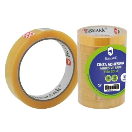Bismark Cinta Adhesiva Transparente 19mm x 66m - Fabricada en Polipropileno - Transparente | Ahorro Imprimiendo