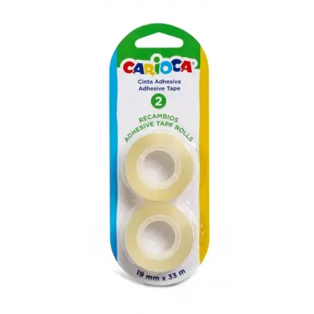 Carioca Blister Pack de 2 Cintas Adhesivas Transparentes - No Amarillea con el Tiempo - Ideal para Papel y Carton - Color Transp
