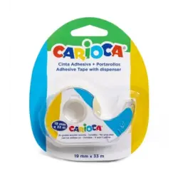 Carioca Portarollos + Cinta Adhesiva Transparente 19mm x 33m - No Amarillea con el Tiempo - Ideal para Papel y Carton | Ahorro I