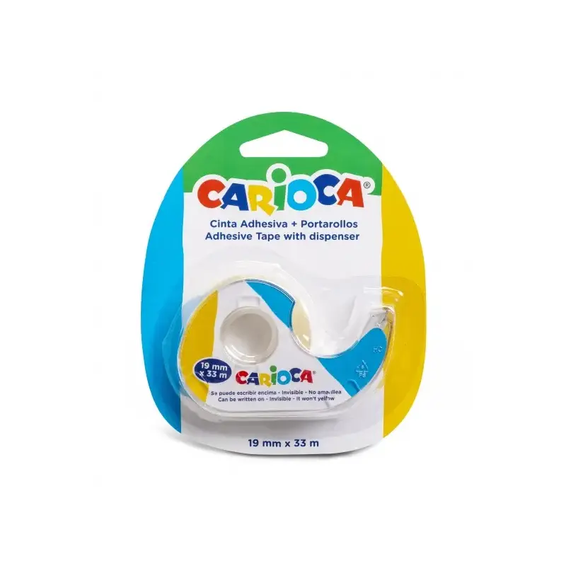 Carioca Portarollos + Cinta Adhesiva Transparente 19mm x 33m - No Amarillea con el Tiempo - Ideal para Papel y Carton | Ahorro I