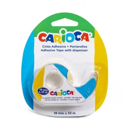 Carioca Portarollos + Cinta Adhesiva Transparente 19mm x 33m - No Amarillea con el Tiempo - Ideal para Papel y Carton | Ahorro I