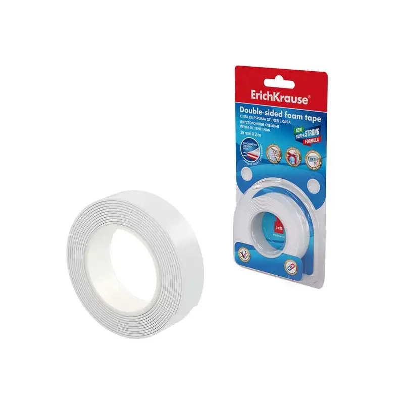 Erichkrause Cinta Adhesiva de Espuma Doble Cara 15mmx1mmx2m - Alta Adherencia - Color Blanco | Ahorro Imprimiendo