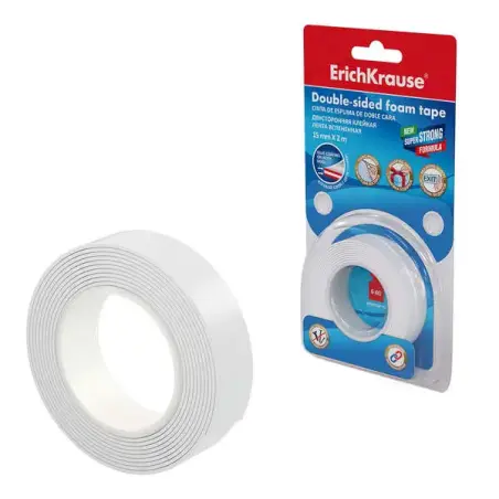 Erichkrause Cinta Adhesiva de Espuma Doble Cara 15mmx1mmx2m - Alta Adherencia - Color Blanco | Ahorro Imprimiendo