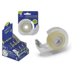 Bismark Portarrollos con Cinta Adhesiva Transparente - Cuerpo de Plastico - Incluye Cinta de 33 Metros - Ideal para Uso Escolar