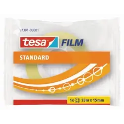 Tesa Tesafilm Standard Cinta Autoadhesiva Transparente 15mmx33m - Buena Adherencia y Alta Resistencia a la Luz UV - Sin PVC | Ah