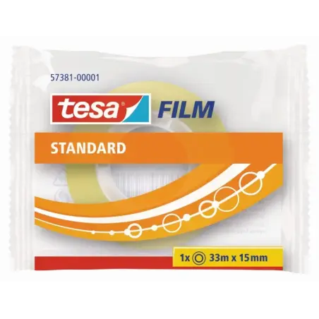 Tesa Tesafilm Standard Cinta Autoadhesiva Transparente 15mmx33m - Buena Adherencia y Alta Resistencia a la Luz UV - Sin PVC | Ah