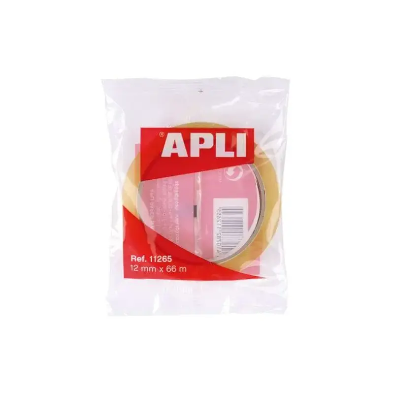 Apli Cinta Adhesiva Transparente 12mm x 66m - Fuerte Adhesion - Adhesivo sin Ruido | Ahorro Imprimiendo