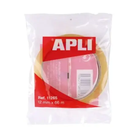 Apli Cinta Adhesiva Transparente 12mm x 66m - Fuerte Adhesion - Adhesivo sin Ruido | Ahorro Imprimiendo