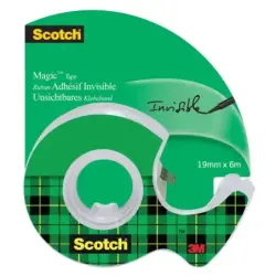 Scotch Magic Cinta Adhesiva Invisible 19mm x 6m - Incluye Dispensador - Color Transparente | Ahorro Imprimiendo