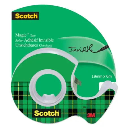 Scotch Magic Cinta Adhesiva Invisible 19mm x 6m - Incluye Dispensador - Color Transparente | Ahorro Imprimiendo