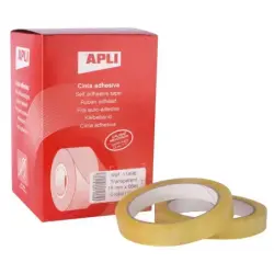 Apli Cinta Adhesiva Transparente 15mm x 66m - Resistente al Agua y a la Intemperie - Facil de Cortar con las Manos - Ideal para