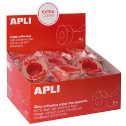 Apli Cinta Adhesiva Extra Clear 19mm x 33m - Resistente al Agua y a la Intemperie - Facil de Cortar con las Manos - Transparente