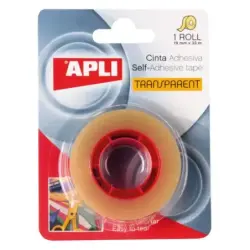 Apli Cinta Adhesiva Transparente 19mm x 33m - Resistente al Agua y a la Humedad - Facil de Cortar con las Manos - Ideal para Uso