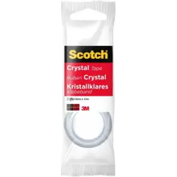 Scotch Crystal Pack de 2 Cintas Adhesivas Invisible 19mm x 10m - Supertransparente | Ahorro Imprimiendo