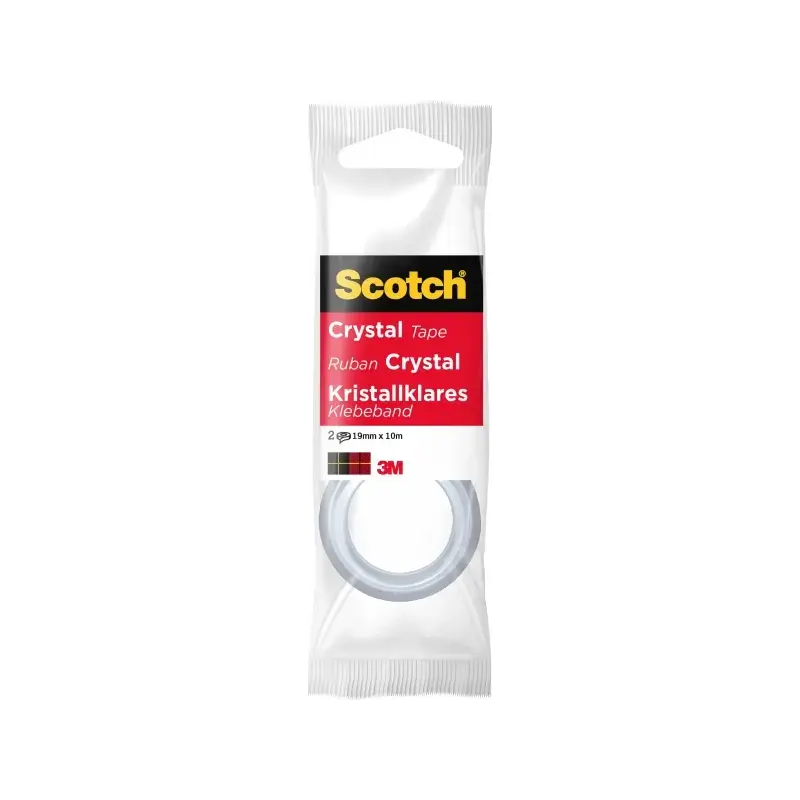 Scotch Crystal Pack de 2 Cintas Adhesivas Invisible 19mm x 10m - Supertransparente | Ahorro Imprimiendo