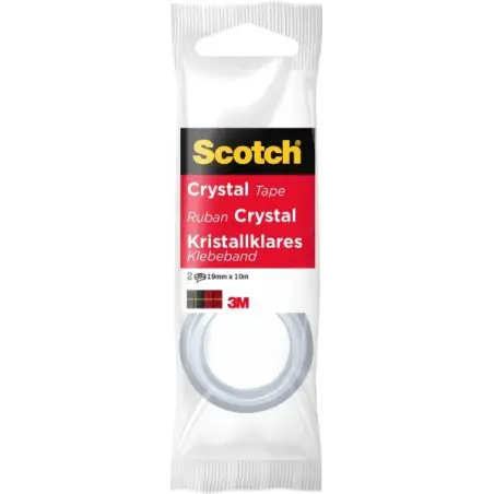 Scotch Crystal Pack de 2 Cintas Adhesivas Invisible 19mm x 10m - Supertransparente | Ahorro Imprimiendo