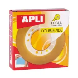Apli Cinta Adhesiva de Doble Cara 15 mm x 10 m - Transparente | Ahorro Imprimiendo