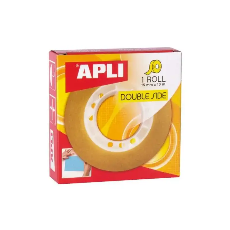 Apli Cinta Adhesiva de Doble Cara 15 mm x 10 m - Transparente | Ahorro Imprimiendo