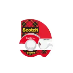 Scotch Crystal Cinta Adhesiva 12mm x 10m - Incluye Dispensador - Supertransparente | Ahorro Imprimiendo